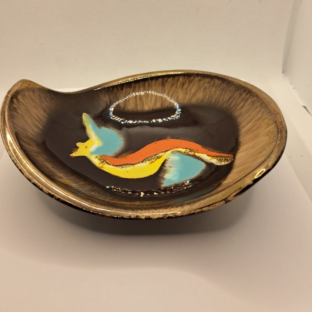 West Germany Pottery Bowl, Hand Painted Mid Century 1019/16